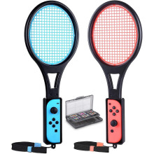 (As show, One size) Tennis Racket,game Accessories For Mario Tennis Aces Game With 12 In 1 Game Card Case (2 Pack, Black)