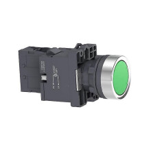 (As show, One size) Flat Button Flat Button with Light, 220VAC, Green, 1NO XA2EW33M1