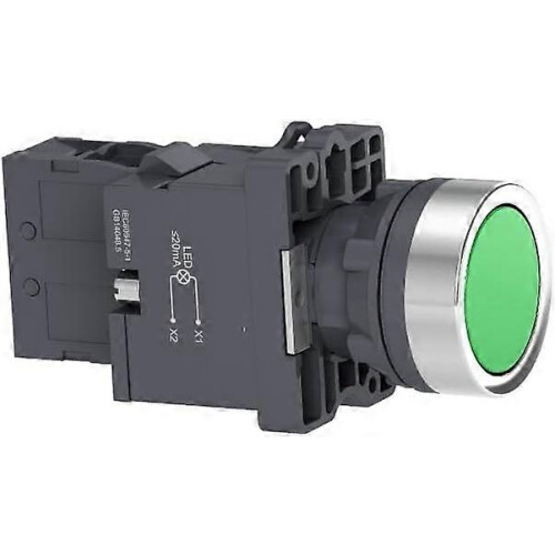 (As show, One size) Flat Button Flat Button with Light, 220VAC, Green, 1NO  XA2EW33M1 2