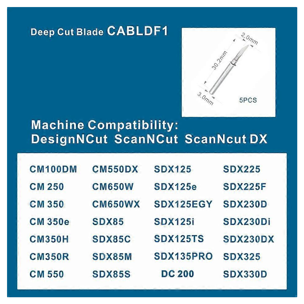 (CABLDF1, One size) 5PCS For Brother ScanNCut DX Scan N Cut 2 DesignNCut Accessory Standard Auto Blade for Paper Vinyl Fabric Foam Balsa Wood