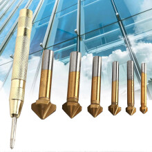 (As show, One size) 6PCS Chamfer Drill Bit, Alloy Steel Chamfer Bevel Drill, Rustproof Chamfer Cutter, Center Punch, Center Punch Chamfer Bit for Plywood Plastic