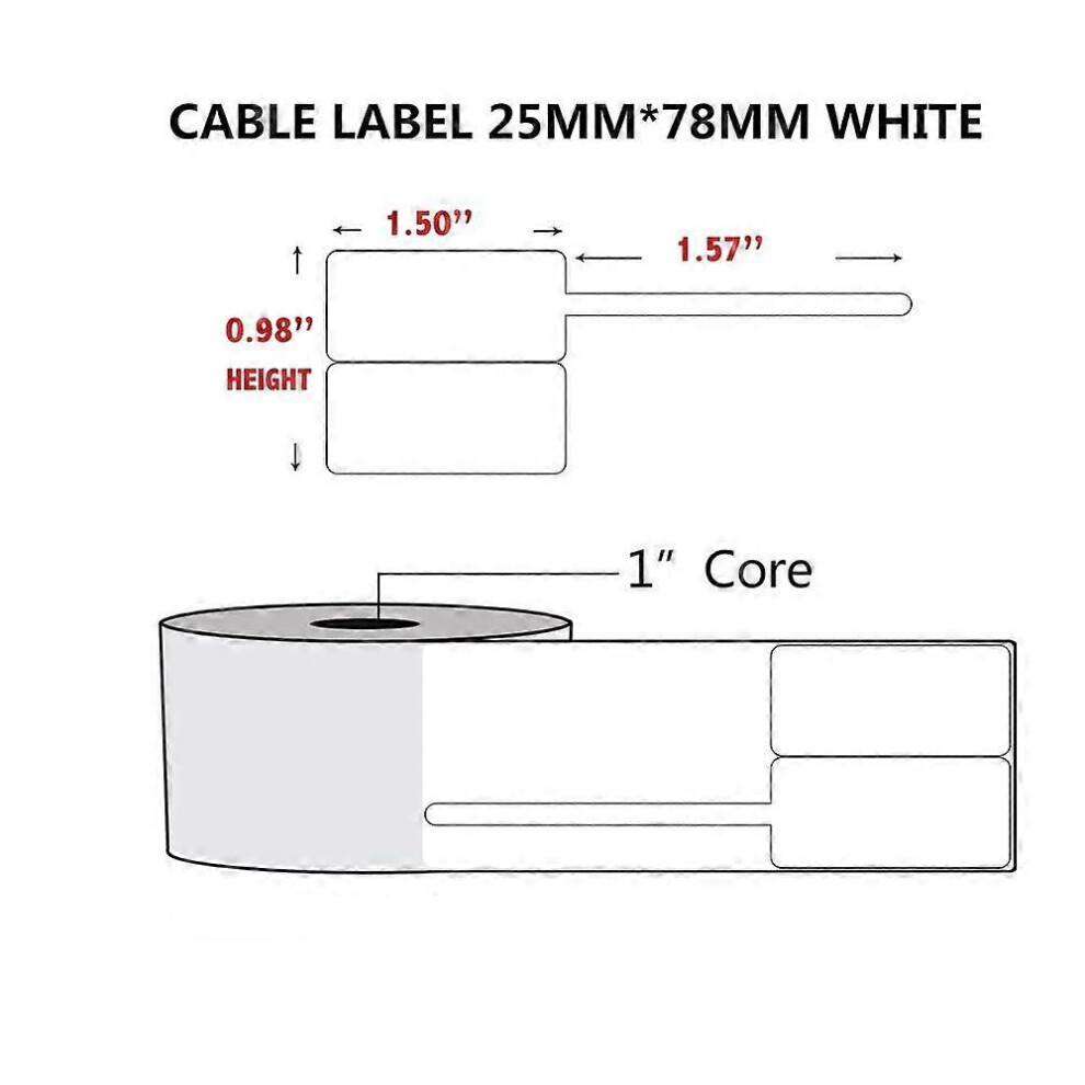 (Cable10Rolls25x78mmW, One size) 10 Rolls/lot Thermal Printing Paper for Thermal Printer Barcode Sticker/Label/Adhensive Thermal Type for NT-G5