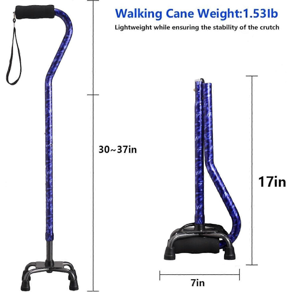 (As show, One size) Walking Cane for Women  Men, Folding Offset Quad Cane with 4 Pronged Base