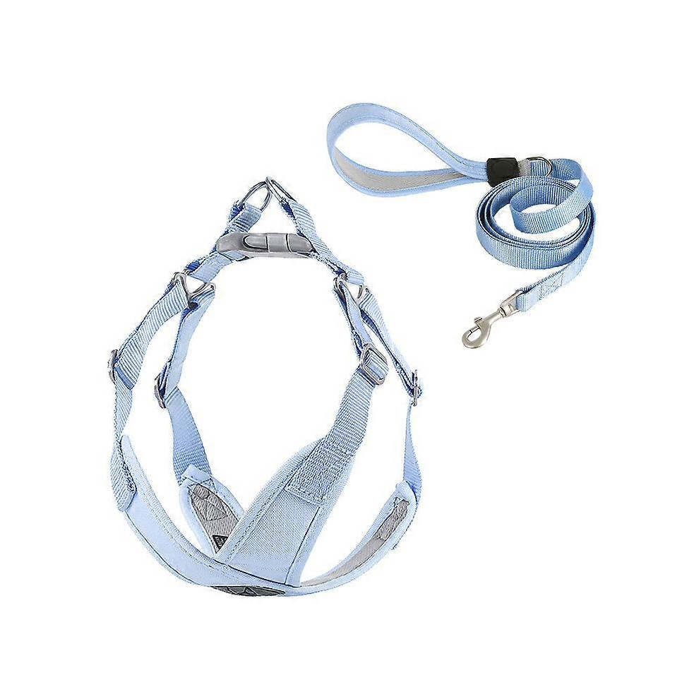 (S 36-43cm Chest, Blue) No Choke Dog Harness And Leash Set Heavy Duty Breathable Soft Pet Vest Adjustable Strong Leash For Dogs Anti Pull Traction Lead