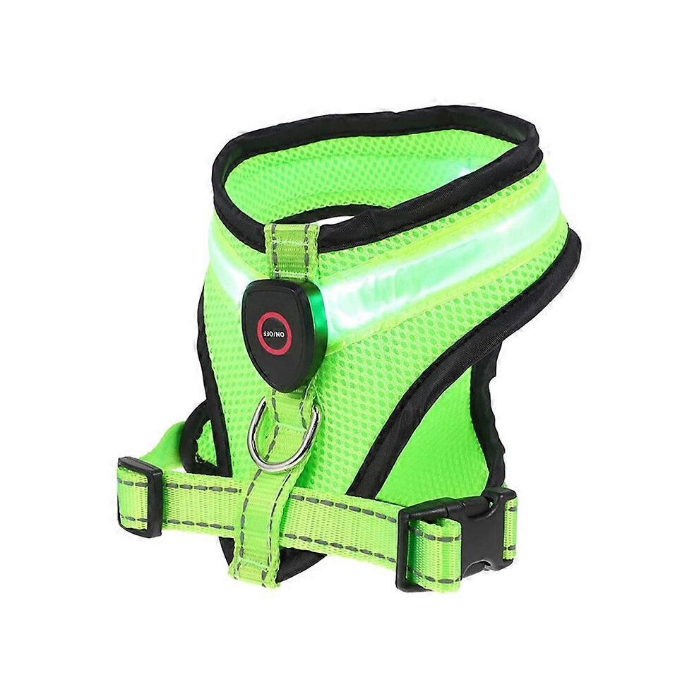 (S, Red) LED Luminous Dog Harness Breathable Anti Lost Mesh Fabric Dog Vest for Night Travel Safe Adjustable Durable for All Dogs