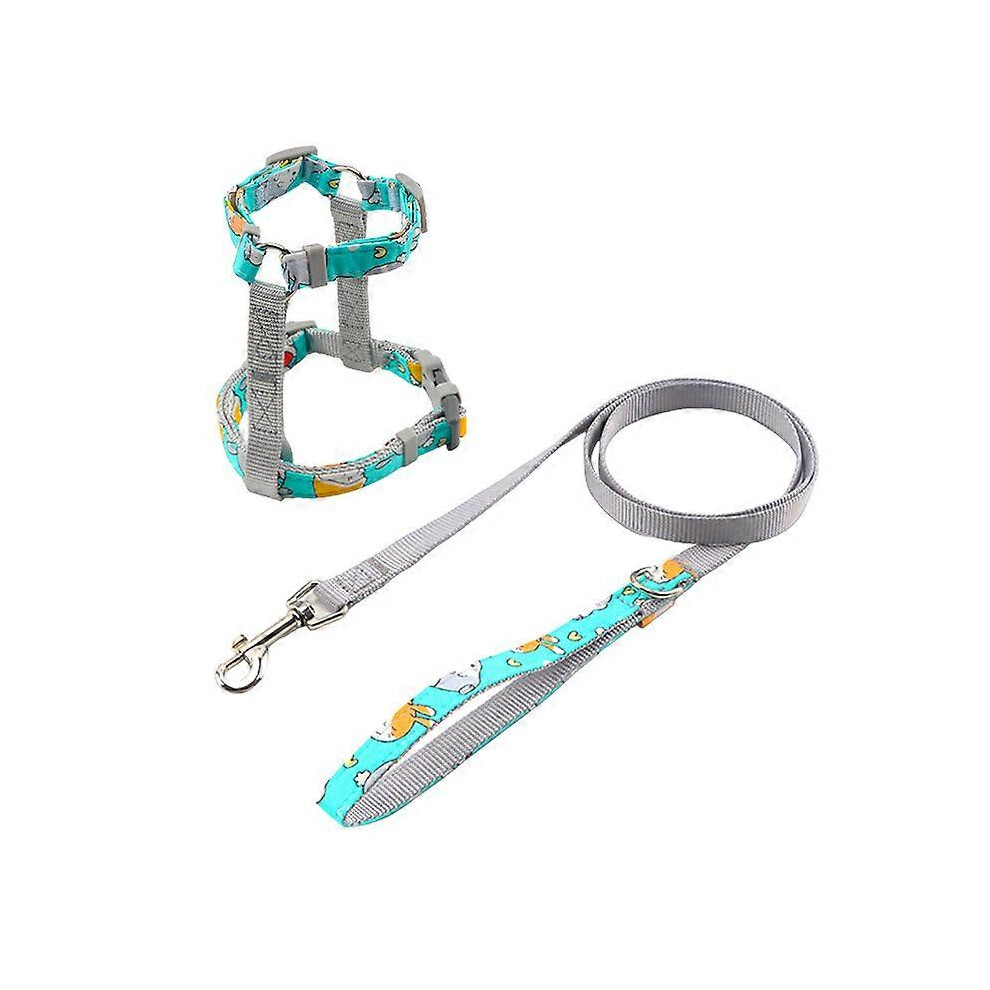 (Xs 32-50Cm Chest, ) Floral Cat Harness And Leash Set Adjustable Nylon Pet Harness Soft Cat Leash For Kitten Puppy Bunny Dog Brown