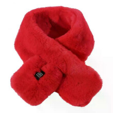 (Plush Red) Heating Scarf USB Rechargeable Electric Heated Scarf Soft Three-gear Temperature Control Neck Wrap Warmer for Women Men