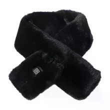 (Plush Black) Heating Scarf USB Rechargeable Electric Heated Scarf Soft Three-gear Temperature Control Neck Wrap Warmer for Women Men