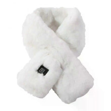 (Plush White) Heating Scarf USB Rechargeable Electric Heated Scarf Soft Three-gear Temperature Control Neck Wrap Warmer for Women Men