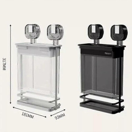 (White)Iron Suction Cup Chopstick Holder Wall Mounted Large Capacity Chopsticks Storage Box Space Saving Moisture-proof Chopstick Cage 2