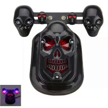 (A2, Style B) Motorcycle Skull Taillight With Turn Signal Rear Brake Light Black Chrome Skeleton Style Modified Blinker Indicator Light