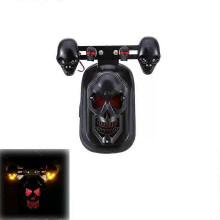 (A1, Style A) Motorcycle Skull Taillight With Turn Signal Rear Brake Light Black Chrome Skeleton Style Modified Blinker Indicator Light