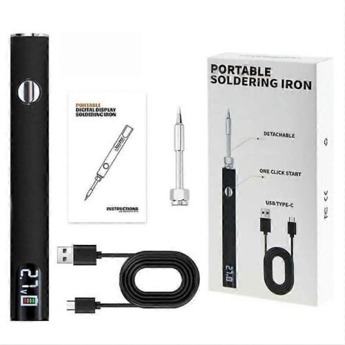 (Black) Soldering Iron Kit,Portable Soldering Pen with Digital Display