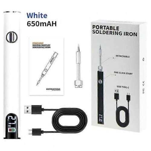 (White) Soldering Iron Kit,Portable Soldering Pen with Digital Display