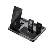 (Gray) Alarm Clock Wireless Charger Stand 4 in 1 Touch Control Charging Station for Airpods Pro Apple Watch for iPhone 14 13 12 Pro Max