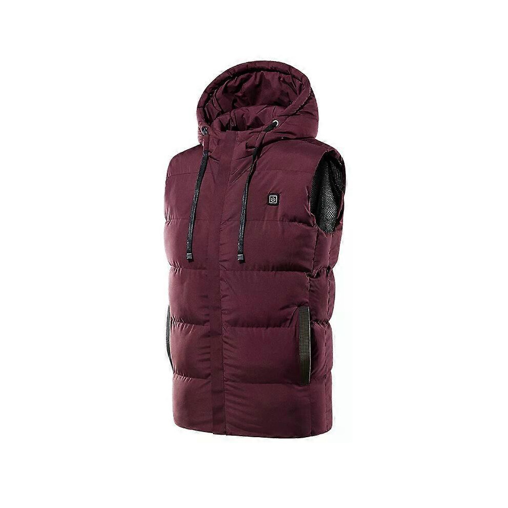 (37*25*10,Wine Red M)7 Zones Heated Vest Electric Heated Jackets Men Women Sportswear Heated Coat Heat Coat USB Heating Jacket For Camping