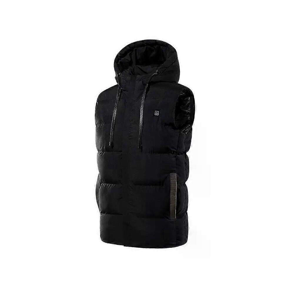 (37*25*10,Black L)7 Zones Heated Vest Electric Heated Jackets Men Women Sportswear Heated Coat Heat Coat USB Heating Jacket For Camping