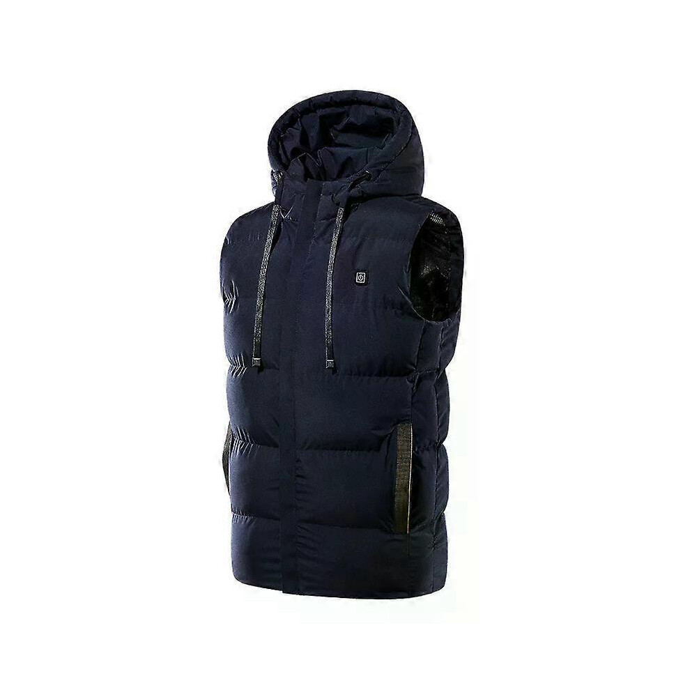 (37*25*10,Dark Blue M)7 Zones Heated Vest Electric Heated Jackets Men Women Sportswear Heated Coat Heat Coat USB Heating Jacket For Camping