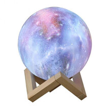 (Colorful) 15cm 3D Printing Moon Lamp Creative Colorful Dimmable Light with Bluetooth Speaker USB Charging Bedside Atmosphere Lamp