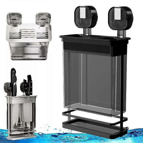 (White)Iron Suction Cup Chopstick Holder Wall Mounted Large Capacity Chopsticks Storage Box Space Saving Moisture-proof Chopstick Cage 1