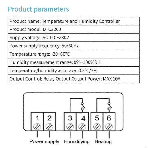 Temperature Humidity Controller Thermoregulator Thermostat Humidistat AC 110V 1