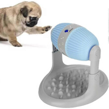 (Green) Rolling Adjustable Puzzle Slow Food Cat Dog Bowl Food Utensils Roller Leaking Food Anti Choke Slower Feeder Dog Toy