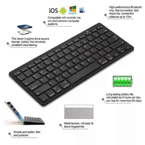 (White) RYRA Mini Wireless Tablet Keyboard Bluetooth Universal For Tablet ipad cell phone iOS Android Windows 2