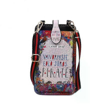 (A1, 01) New Fashion Lady Cell Phone Bag Shoulder Bag PU Retro Cute Printing Messenger Small Square Bag Shoulder Pocket Wallet Pouch Case