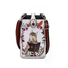 (A5, 05) New Fashion Lady Cell Phone Bag Shoulder Bag PU Retro Cute Printing Messenger Small Square Bag Shoulder Pocket Wallet Pouch Case