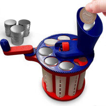 (US, BLUE WHITE) 3D Printed Coin Sorting Machine and Organizer - Fun Coin Storage Counter