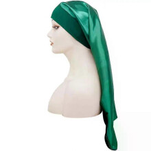 (A2, Green One Size) Silk Bonnet Sleep Night Hat Hair Care Unisex Head Cover High Elastic Wide Brimmed Satin for Women's Hair Protection Wholesal
