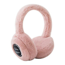 (Pink) Winter Outdoor Plush Earmuffs Bluetooth Wireless Cute Warm Fur phones Earphones Solid Color Stereo Wireless Headset