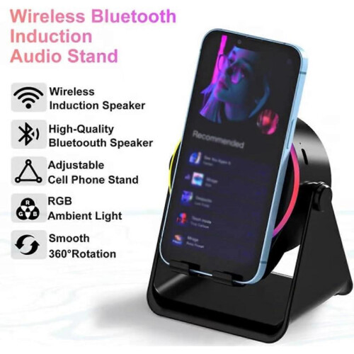 (D Bean Pink) 4-in-1 360 Rotating Bluetooth Speaker Stand 1