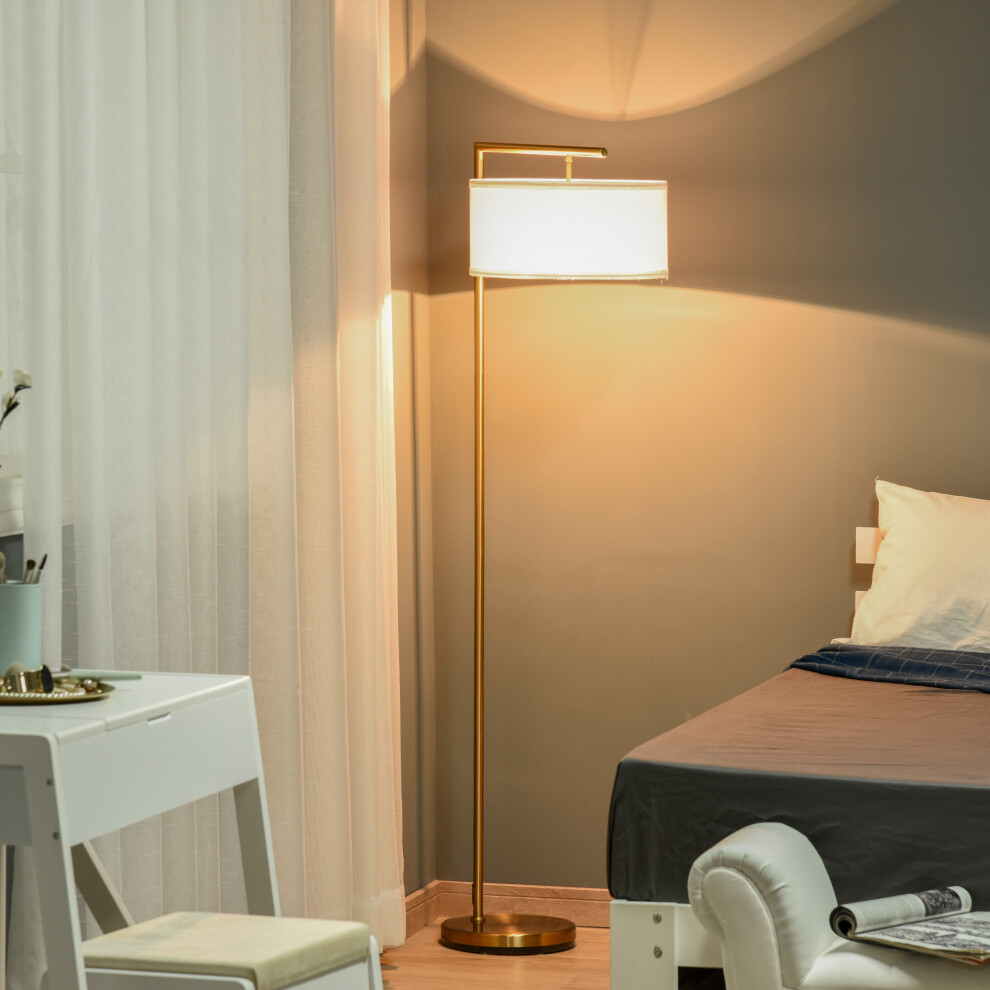 Homcom Unisex White Modern Floor Lamp Tall Pole Light With Linen Shade E27 Holder In - Image 5