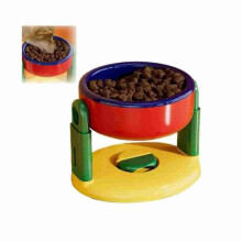 (Red) Adjustable Elevated Pet Bowl–Tilted Design,Non-Slip, Anti-Spill Feeder for Dogs
