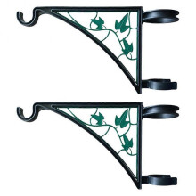 (Green leaves) Hangs EZ Fence Post Hanger, Flower Baskets Easy Clamp-On Bracket