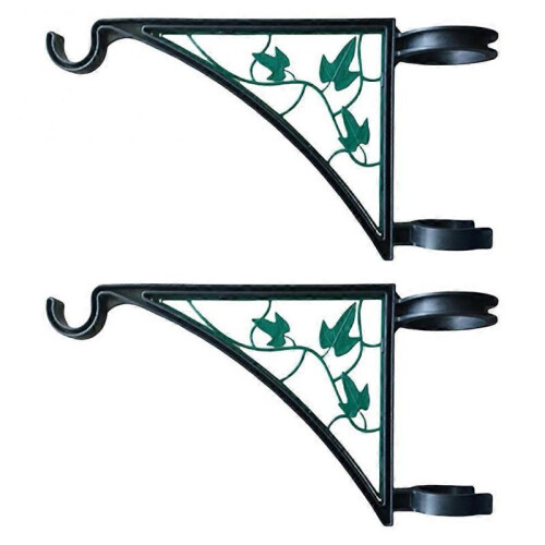 (Green leaves)Hangs EZ Fence Post Hanger, Flower Baskets Easy Clamp-On Bracket
