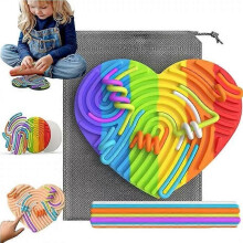 (Heart green) Yoyocats Sensory Board, Yoyo Cats Sensory Activity Board, Silicone Fidget Toy