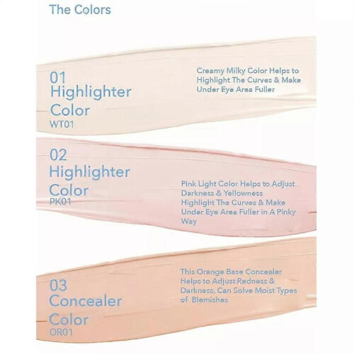 (3) Concealer Pen, 3 Colors Liquid Concealer with Sponge Head 1