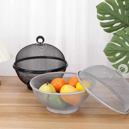(blue) Fruit Fly Proof Fruit Bowl, Large Capacity Mesh Fruit Basket with Lid Cover 2