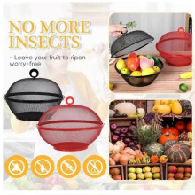 (white) Fruit Fly Proof Fruit Bowl, Large Capacity Mesh Fruit Basket with Lid Cover