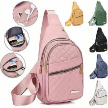 (Chest bag yellow) Wbougisay Crossbody Bag Fashion Casual Anti-Theft Solid Color Crossbody Bag