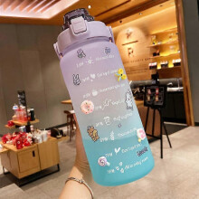 (color03) 2L Large Capcity Water Bottles Kawaii Straw Gradient Drinking Bottle With DIY