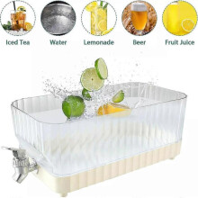 (White 5.3l) 5.3L Fridge Jug Dispenser with Faucets, Fridge Water Dispenser with Lid Plastic