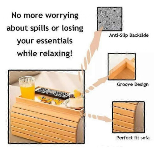 (style02) 2025 New Couch Hacks,Bamboo Sofa Arm Tray Couch Cup Holder Armrest Table 2