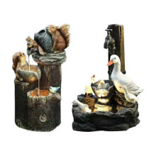 (Squirrel) Solar Power Duck Family Garden Water Feature Fountain Duck Statue LandscapDecor