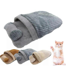 (khaki) 360wrap Comfortable Pet Snuggle Sack Dog Houses