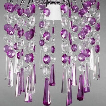(CLEAR / PURPLE) Chandelier Style Ceiling Light Shade Droplet Pendant Acrylic Crystal Bead Luxury Light Shade Compact Caravan Ceiling Pendant Teardrop Lamp Shade