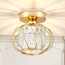 (Gold) Giggi Crystal Gold Ceiling Light, E27 Semi-Flush Ceiling Lights, Modern Ceiling Lighting for Chandeliers Ceiling Light, Ceiling Lights Living Room