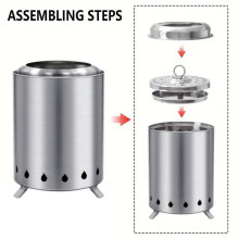 (Silver, 1 Set) Modern Stove Fire Pit with Stand,6-inch Tabletop with2Stick and Carry Bag for Camping,Outdoor&Patio,Safety Wood Burning Or Pellet Fueled Portable